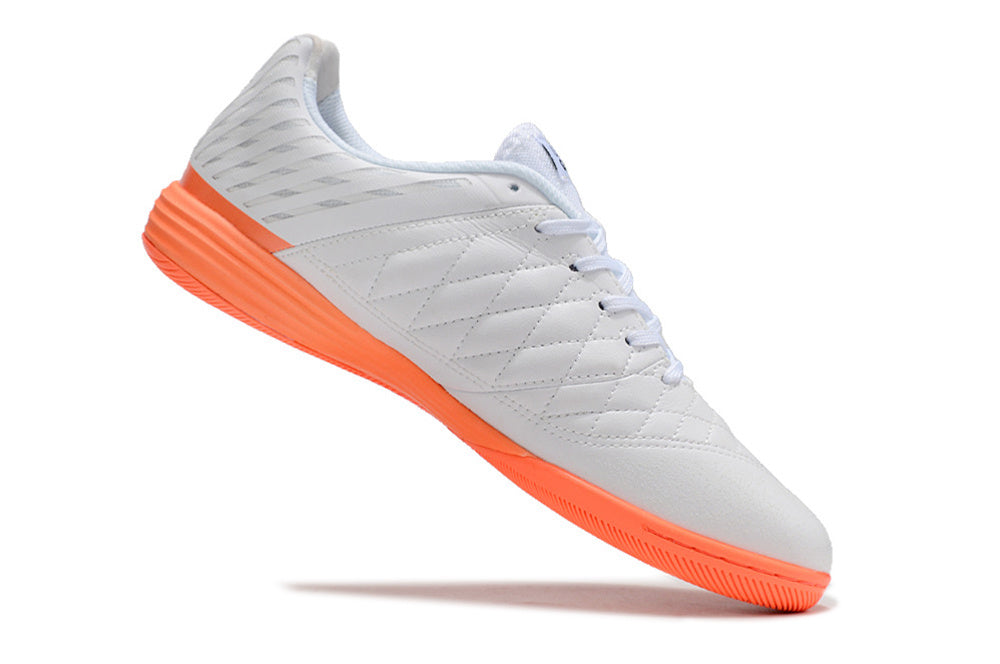 Tenis de Fútbol Nike Lunar Gato II - Blanco, Swoosh Negro y Suela Naranja (Césped Interior / Futsal)