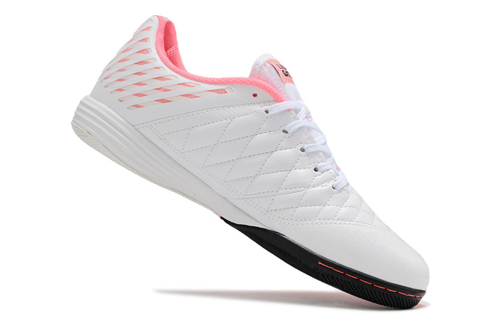 Tenis de Fútbol Nike Lunar Gato II - Blanco, Swoosh Negro, Forro Rosa y Suela Multicolor (Rosa y Negra) (Césped Interior / Futsal)