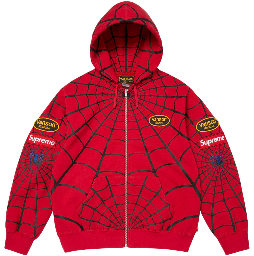 Hoodie Supreme x Vanson Leathers - Rojo / Negro