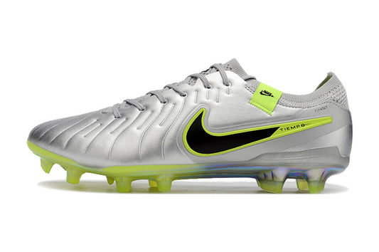 Tacos de Fútbol Nike Tiempo Legend 9 Elite FG - Plata, Negro y Amarillo Volt (Césped Natural / Firm Ground)