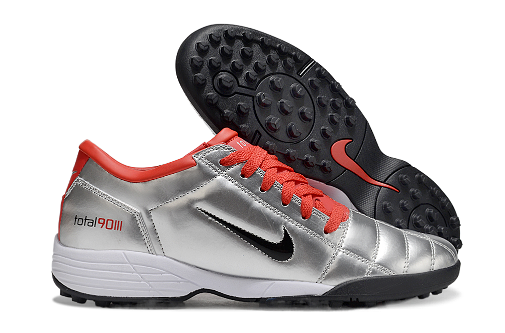 Tenis de Fútbol Nike Total 90 TF - Plata / Rojo (Césped Sintético / Turf)