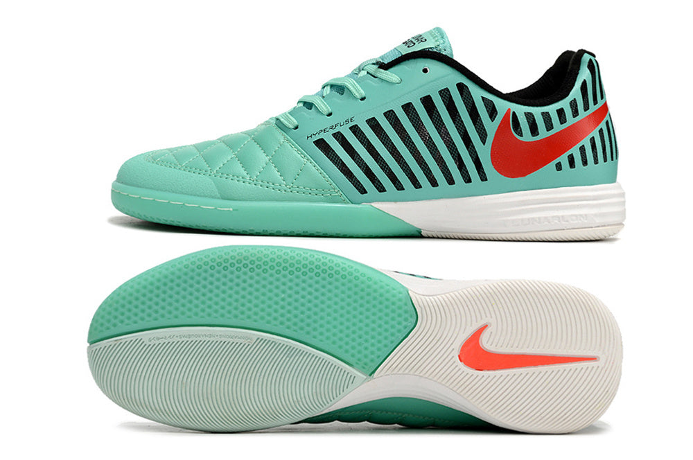 Tenis de Fútbol Nike Lunar Gato II - Turquesa / Menta, Swoosh Rojo, Forro Negro y Suela Turquesa (Césped Interior / Futsal)