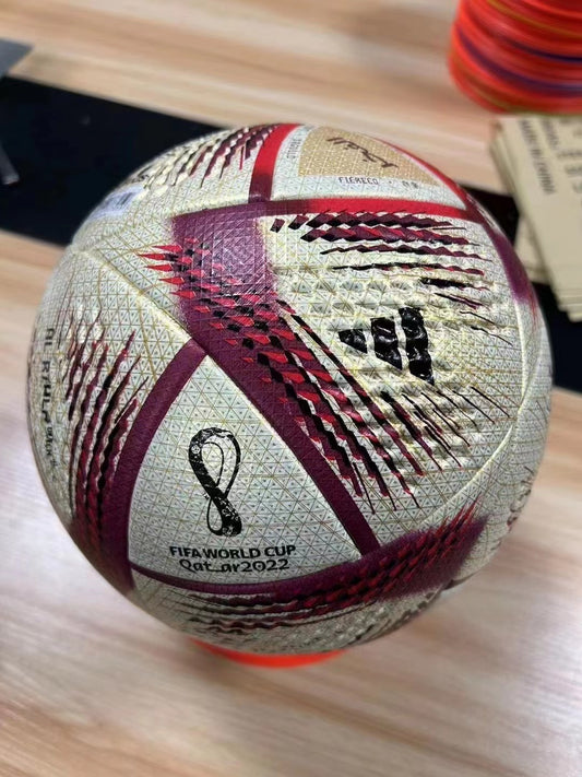 Balón Adidas Al Rihla FIFA World Cup Qatar 2022 (Blanco, Dorado y Vinotinto)