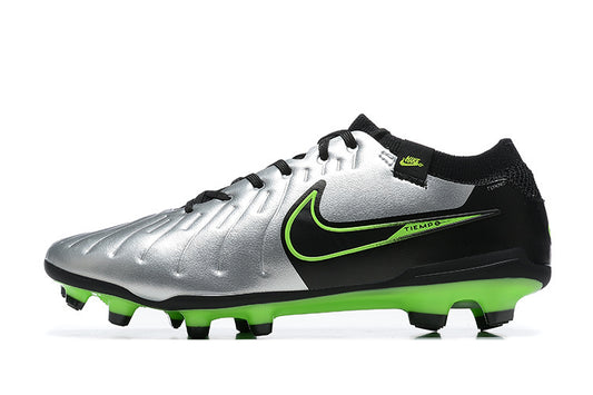 Tacos de Fútbol Nike Tiempo Legend 9 Elite FG - Plata, Negro y Verde (Césped Natural / Firm Ground)
