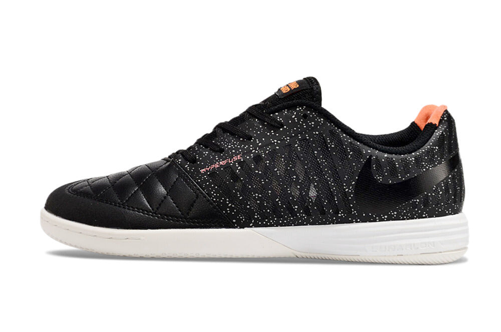 Tenis de Fútbol Nike Lunar Gato II - Negro con Patrón Gráfico Manchado, Swoosh Negro y Suela Blanca (Césped Interior / Futsal)