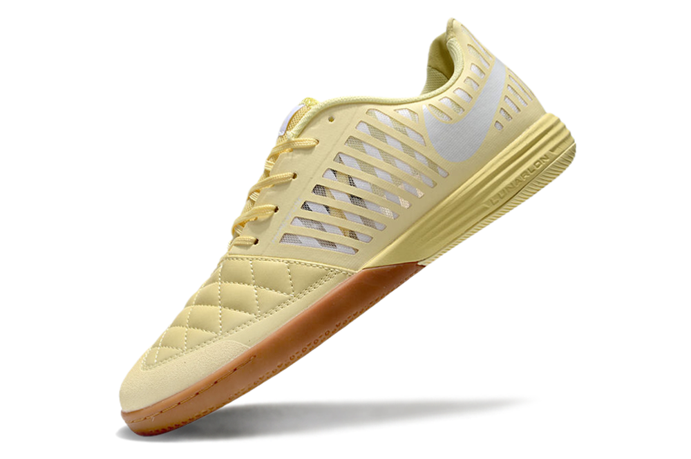 Tenis de Fútbol Nike Lunar Gato II - Amarillo Pastel / Crema, Swoosh Blanco y Suela de Goma (Césped Interior / Futsal)