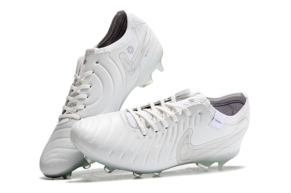 Tacos de Fútbol Nike Tiempo Legend 10 Elite FG - Blanco y Gris (Césped Natural / Firm Ground)