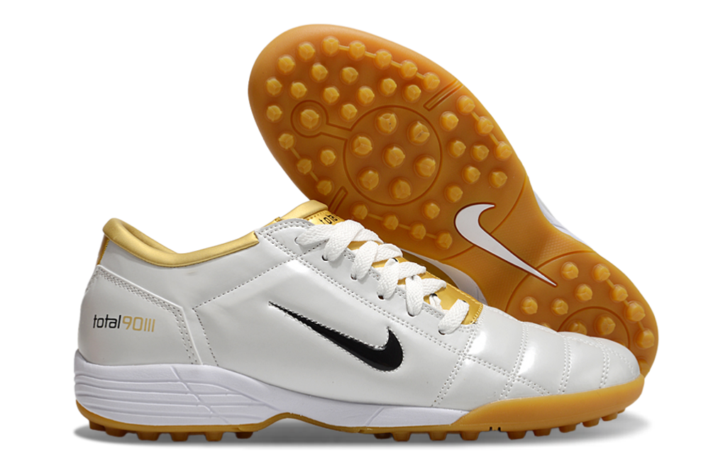 Tenis de Fútbol Nike Total 90 TF - Blanco / Dorado (Césped Sintético / Turf)