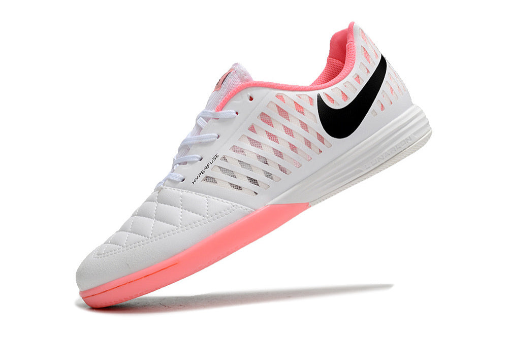 Tenis de Fútbol Nike Lunar Gato II - Blanco, Swoosh Negro, Forro Rosa y Suela Multicolor (Rosa y Negra) (Césped Interior / Futsal)