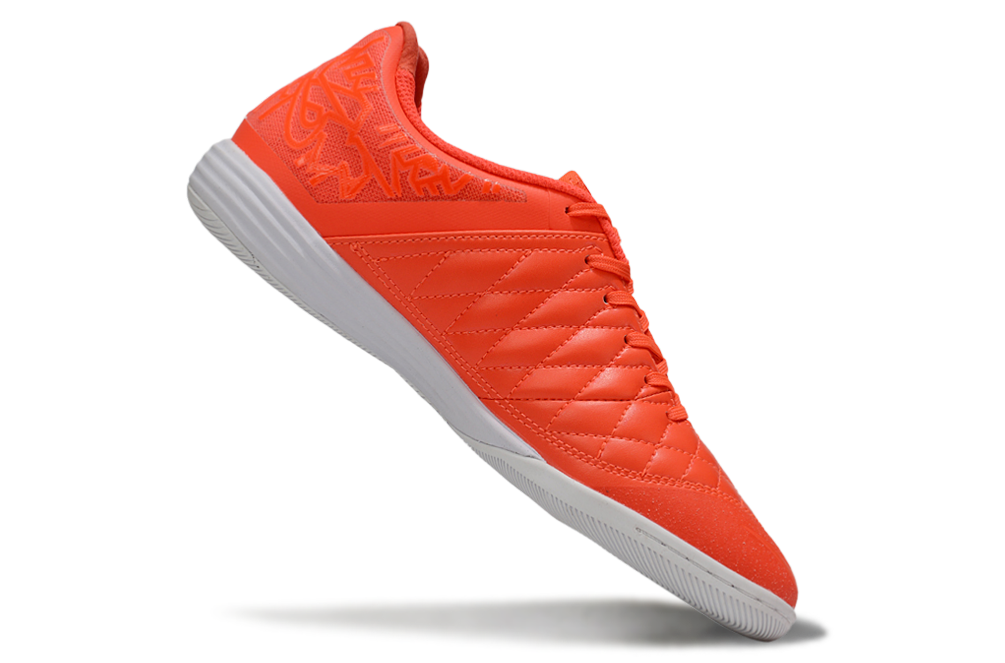 Tenis de Fútbol Nike Lunar Gato II - Naranja con Patrón Gráfico, Swoosh Blanco y Suela Blanca (Césped Interior / Futsal)