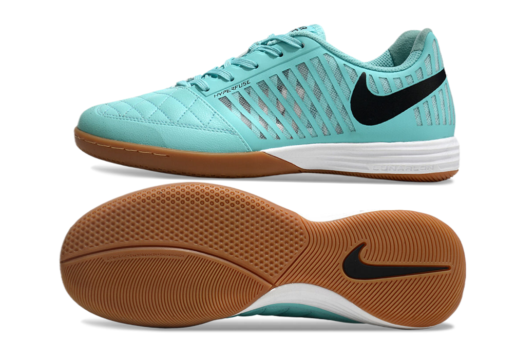 Tenis de Fútbol Nike Lunar Gato II - Celeste con Swoosh Negro y Suela de Hule (Césped Interior / Futsal)