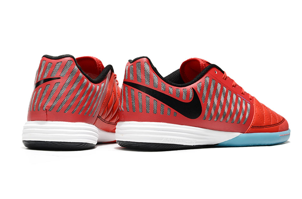Tenis de Fútbol Nike Lunar Gato II - Rojo, Negro y Celeste con Suela Multicolor (Césped Interior / Futsal)