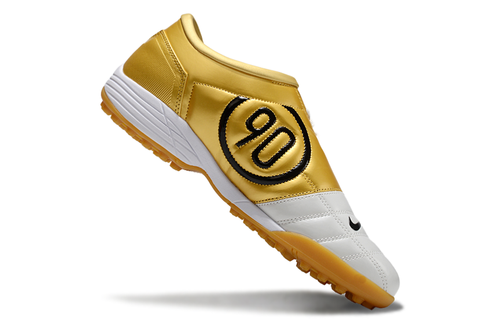Tenis de Fútbol Nike Total 90 TF - Blanco / Dorado (Césped Sintético / Turf)