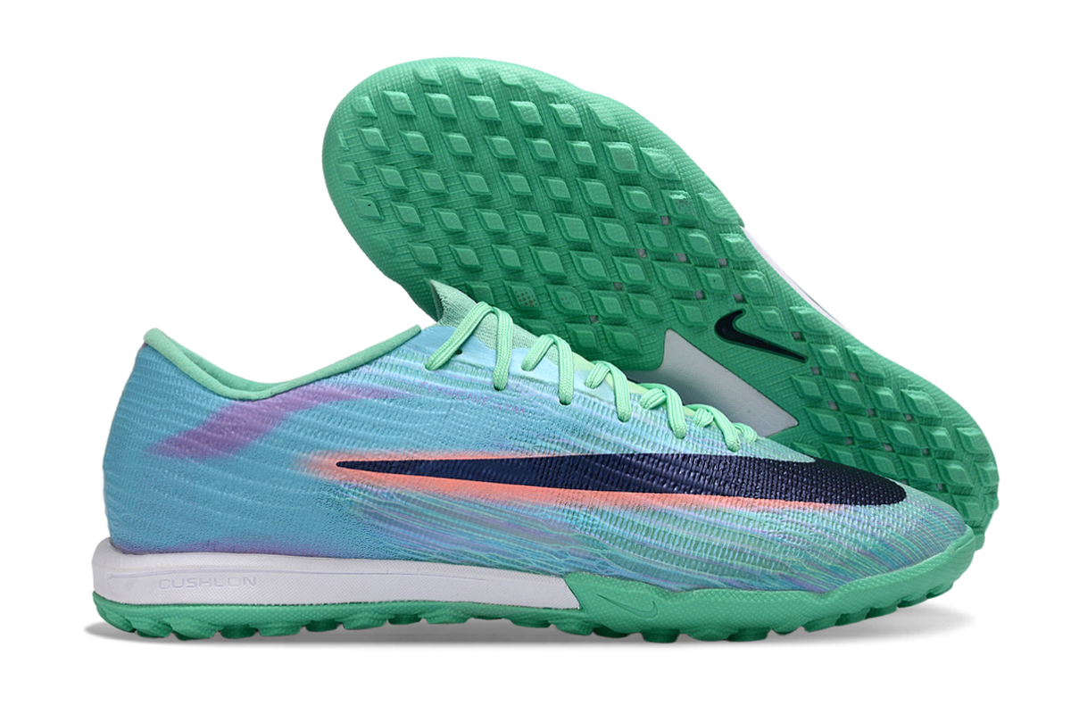 Tenis de Fútbol Nike Mercurial Vapor Academy TF - Turquesa, Verde Menta, Azul Oscuro y Naranja (Sintético / Turf)