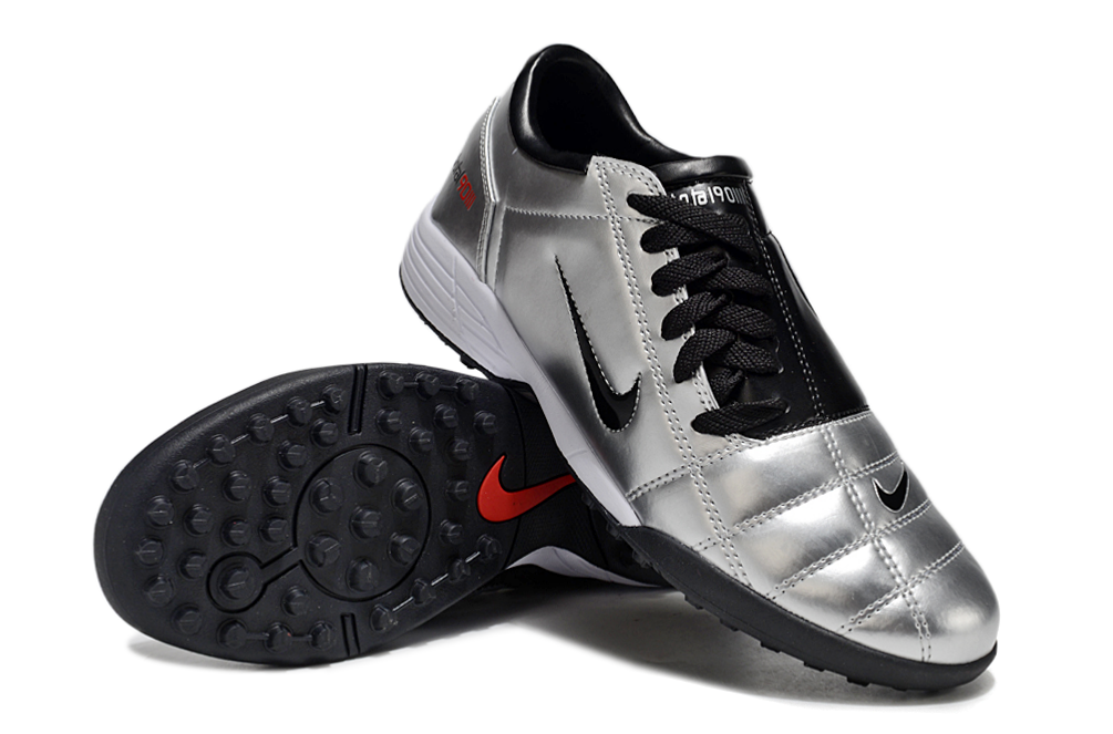 Tenis de Fútbol Nike Total 90 TF - Plata / Negro (Césped Sintético / Turf)