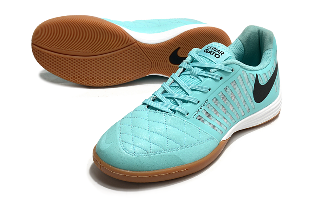 Tenis de Fútbol Nike Lunar Gato II - Celeste con Swoosh Negro y Suela de Hule (Césped Interior / Futsal)