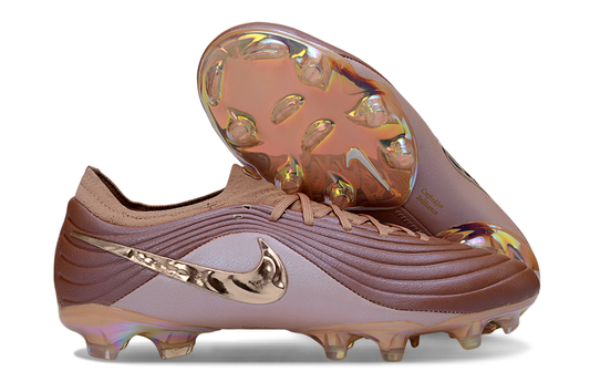 Tacos de Fútbol Nike Tiempo Legend 10 Elite FG - Marrón, Rosa Suave y Detalle Cromado (Césped Natural / Firm Ground)
