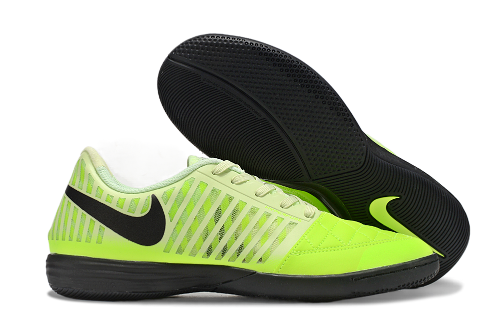 Tenis de Fútbol Nike Lunar Gato II - Verde Amarillo con Swoosh Negro y Suela Negra (Césped Interior / Futsal)