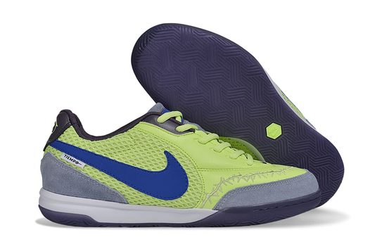 Tenis de Fútbol Nike Tiempo - Verde Lima, Azul y Gris (Césped Interior / Futsal)