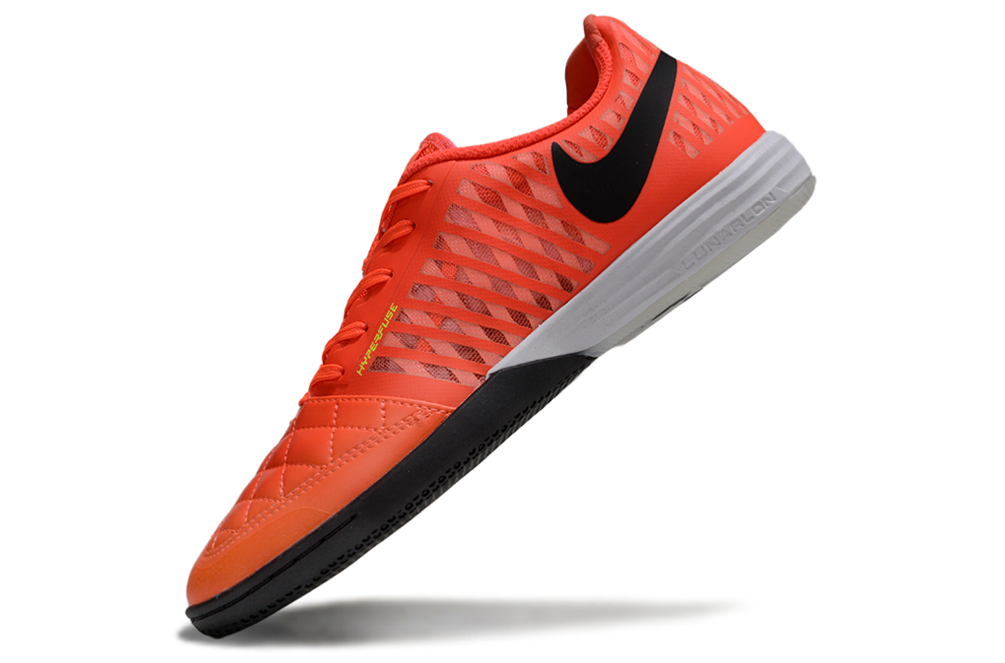 Tenis de Fútbol Nike Lunar Gato II - Naranja con Swoosh Negro y Suela Negra y Blanca (Césped Interior / Futsal)
