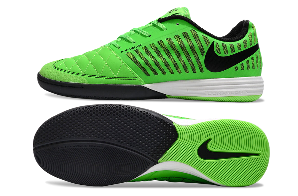Tenis de Fútbol Nike Lunar Gato II - Verde Neón, Swoosh Negro y Suela Negra con Verde Neón (Césped Interior / Futsal)