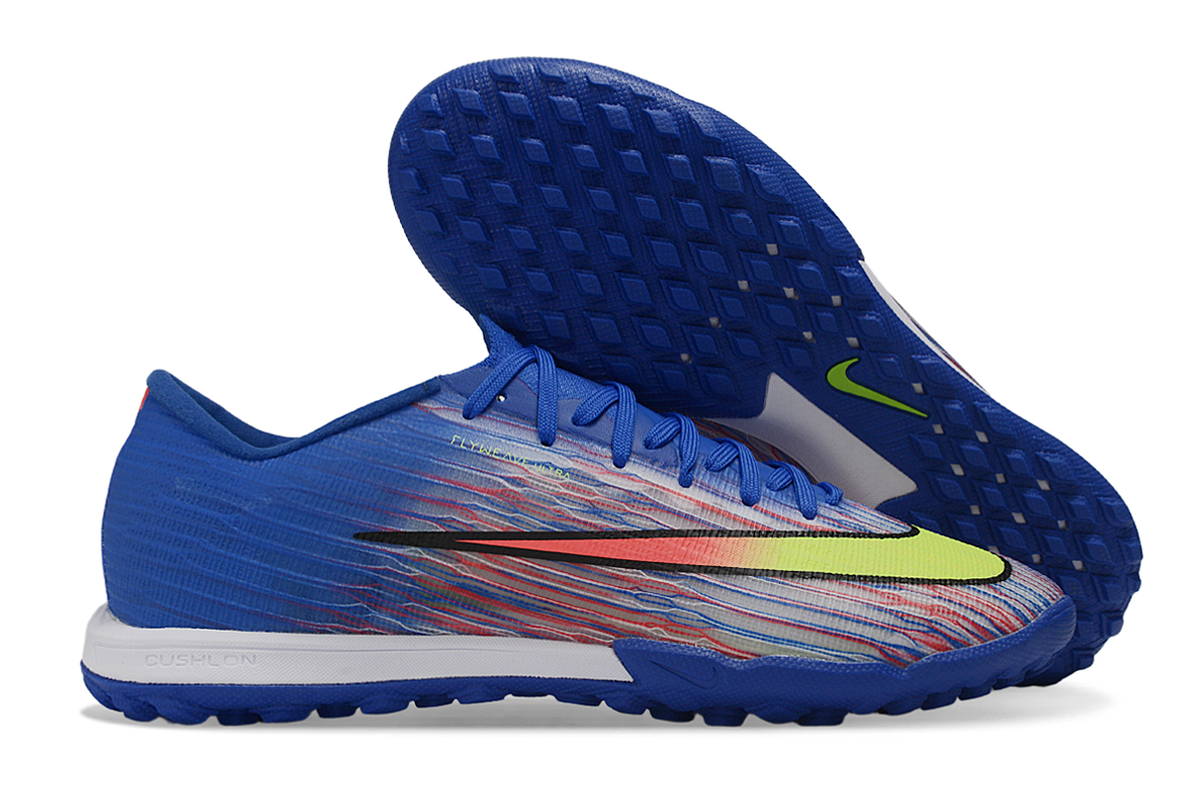 Tenis de Fútbol Nike Mercurial Vapor Academy TF - Azul, Negro, Rojo y Verde Lima (Sintético / Turf)