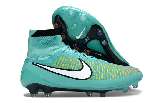 Tacos de Fútbol Nike Magista Obra Elite FG - Turquesa, Amarillo y Blanco (Césped Natural)