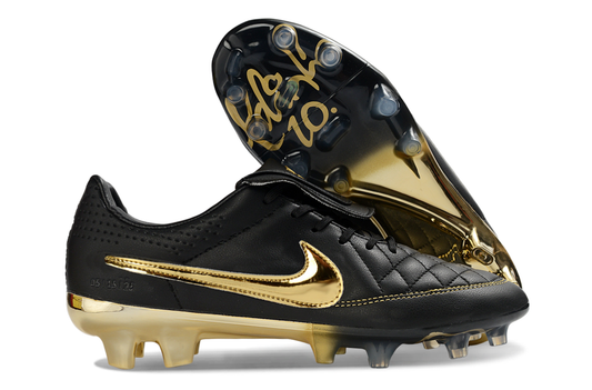 Tacos de Fútbol Nike Tiempo Legend 10 Elite FG Edición Especial - Negro y Dorado (Césped Natural / Firm Ground)