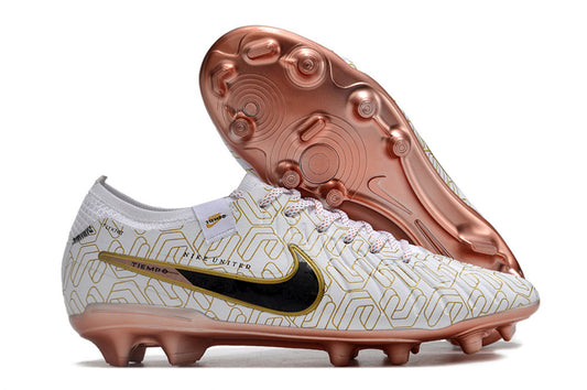 Tacos de Fútbol Nike Tiempo Legend 9 Elite FG - Blanco, Oro Rosa y Negro (Césped Natural / Firm Ground)