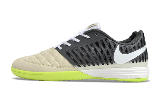 Tenis de Fútbol Nike Lunar Gato II - Gris, Crema, Swoosh Blanco y Suela Verde Lima (Césped Interior / Futsal)