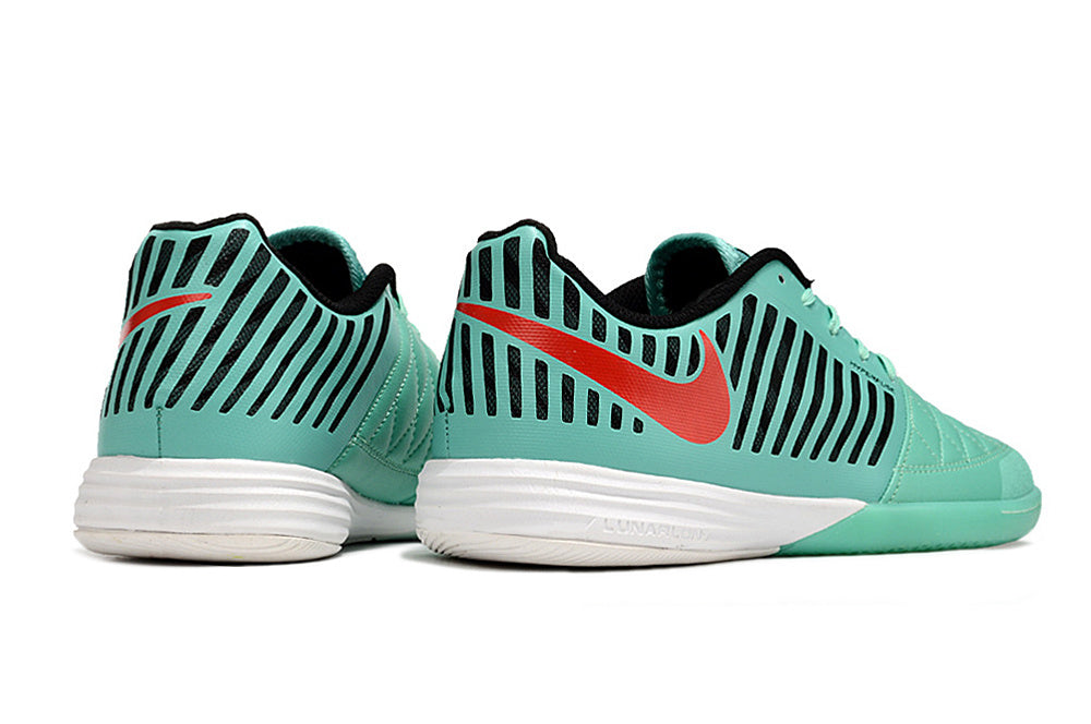 Tenis de Fútbol Nike Lunar Gato II - Turquesa / Menta, Swoosh Rojo, Forro Negro y Suela Turquesa (Césped Interior / Futsal)