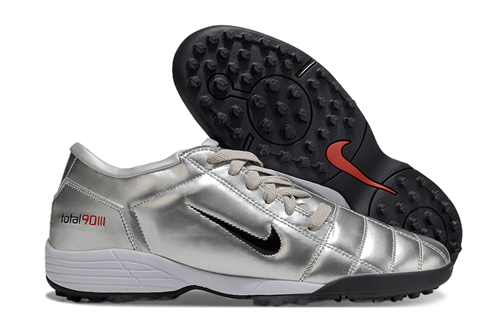 Tenis de Fútbol Nike Total 90 TF - Plata / Negro (Césped Sintético / Turf)