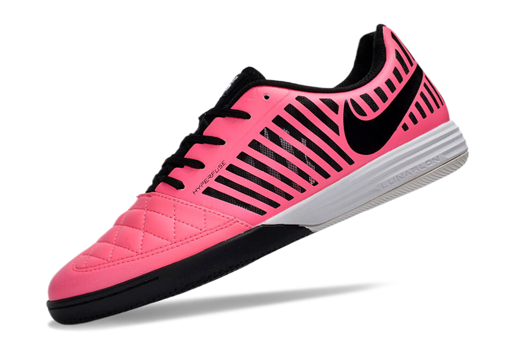 Tenis de Fútbol Nike Lunar Gato II - Rosa, Swoosh Negro y Suela Blanca con Talón Negro (Césped Interior / Futsal)