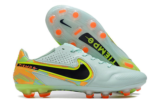Tacos de Fútbol Nike Tiempo Legend 9 Elite FG - Verde Claro, Naranja y Negro (Césped Natural / Firm Ground)