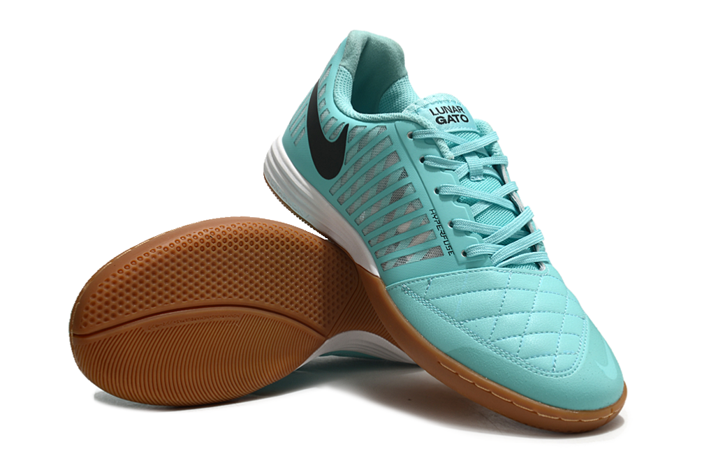 Tenis de Fútbol Nike Lunar Gato II - Celeste con Swoosh Negro y Suela de Hule (Césped Interior / Futsal)