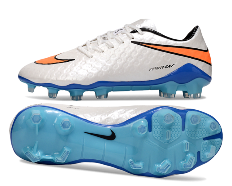Tacos de Fútbol Nike Hypervenom Phantom FG - Blanco / Azul / Naranja (Césped Natural / Firm Ground)