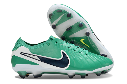 Tacos de Fútbol Nike Tiempo Legend 9 Elite FG - Verde, Blanco y Azul Marino (Césped Natural / Firm Ground)