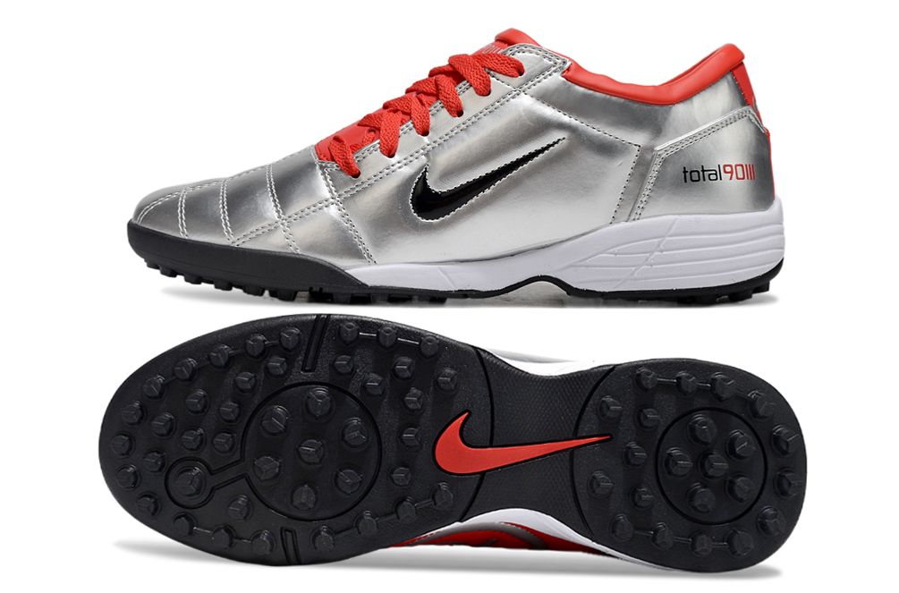 Tenis de Fútbol Nike Total 90 TF - Plata / Rojo (Césped Sintético / Turf)