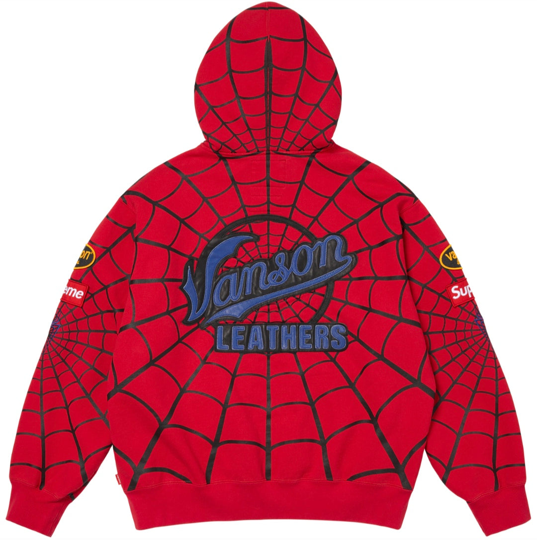 Hoodie Supreme x Vanson Leathers - Rojo / Negro