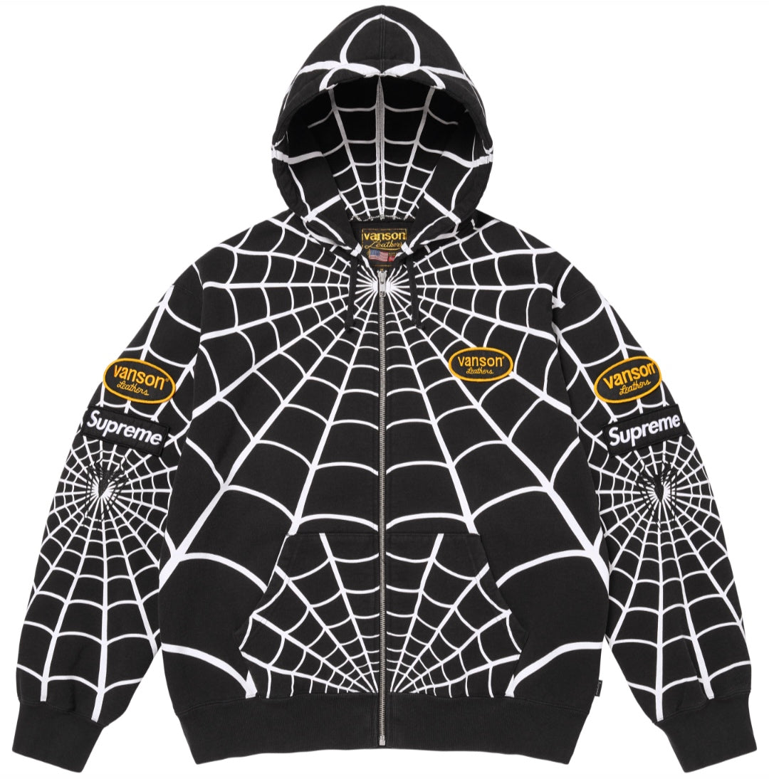 Hoodie Supreme x Vanson Leathers - Negro / Blanco
