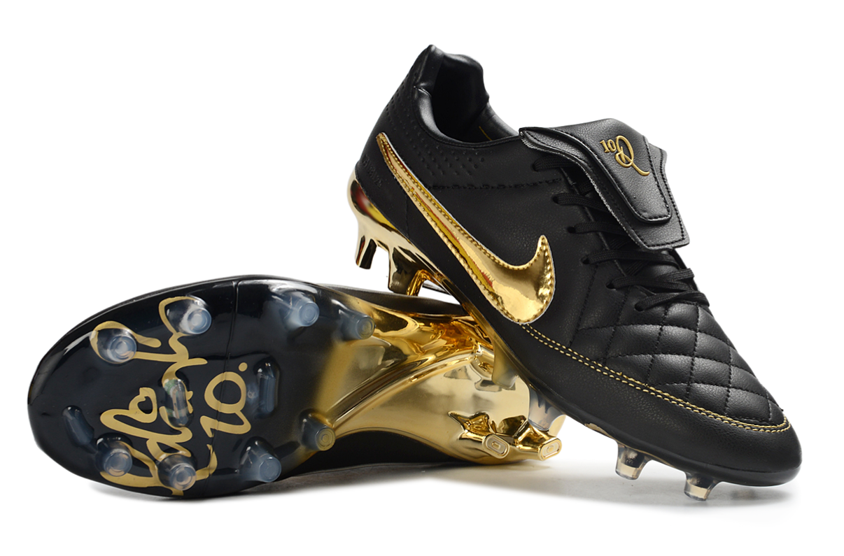 Tacos de Fútbol Nike Tiempo Legend 10 Elite FG Edición Especial - Negro y Dorado (Césped Natural / Firm Ground)