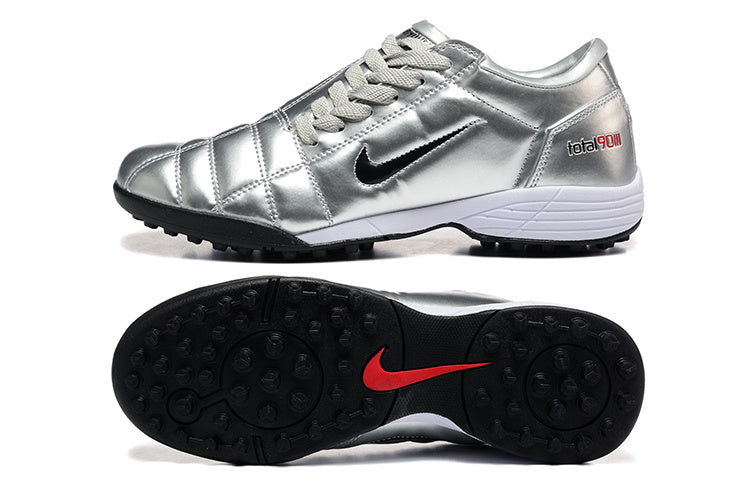 Tenis de Fútbol Nike Total 90 TF - Plata / Negro (Césped Sintético / Turf)