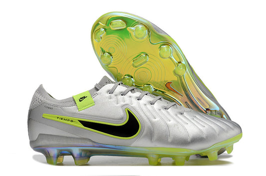 Tacos de Fútbol Nike Tiempo Legend 9 Elite FG - Plata, Negro y Amarillo Volt (Césped Natural / Firm Ground)