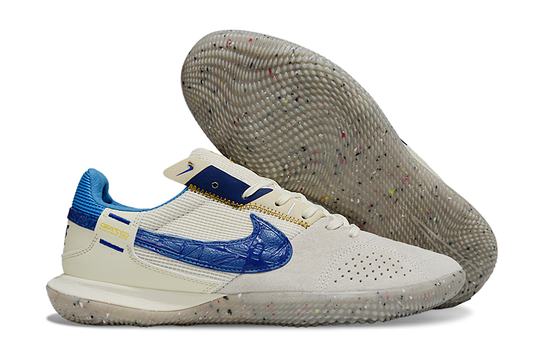 Tenis de Fútbol Nike Street Gato - Beige Claro, Azul y Suela Speckled / Reciclada con Puntos de Color (Césped Interior / Futsal)