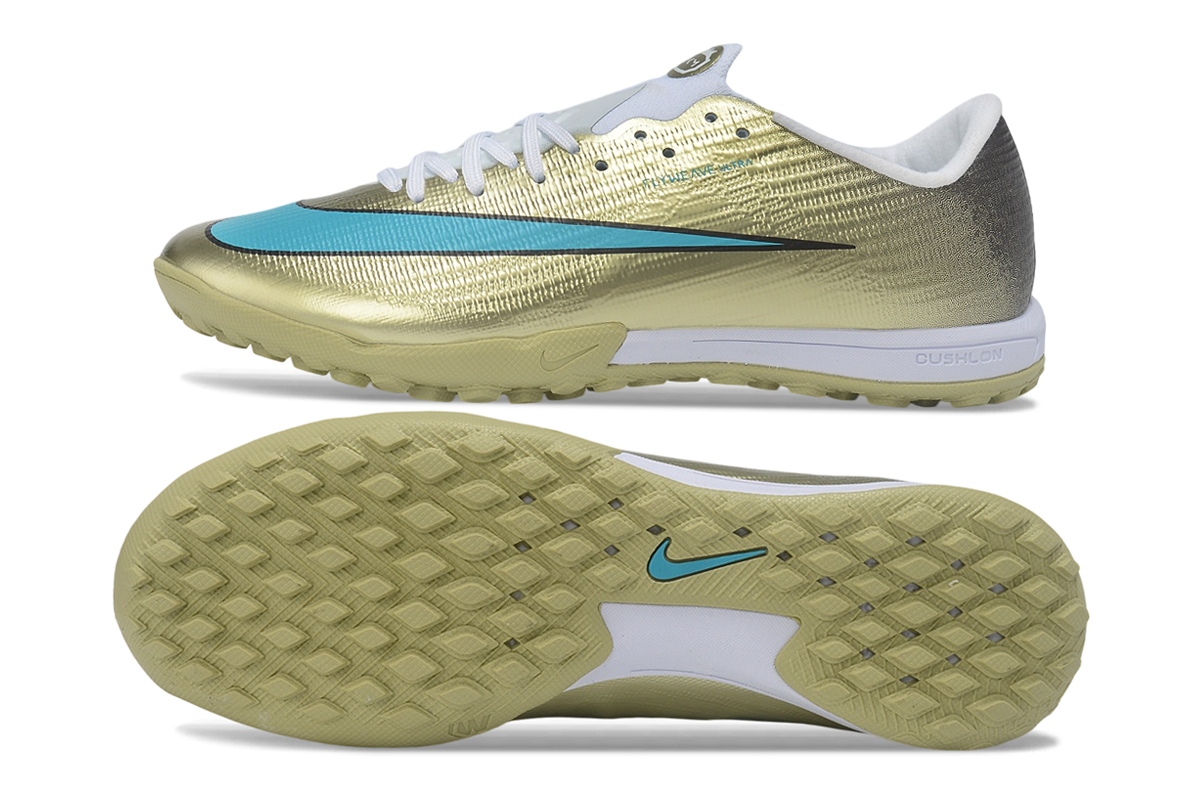 Tenis de Fútbol Nike Mercurial Vapor - Dorado y Turquesa (Sintético / Turf)