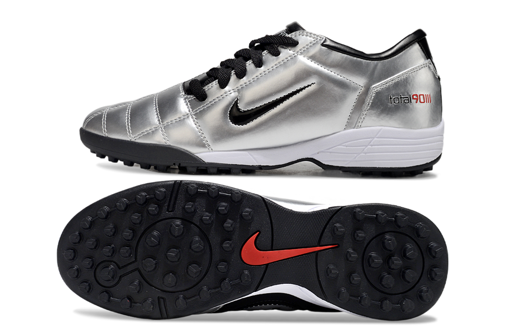 Tenis de Fútbol Nike Total 90 TF - Plata / Negro (Césped Sintético / Turf)