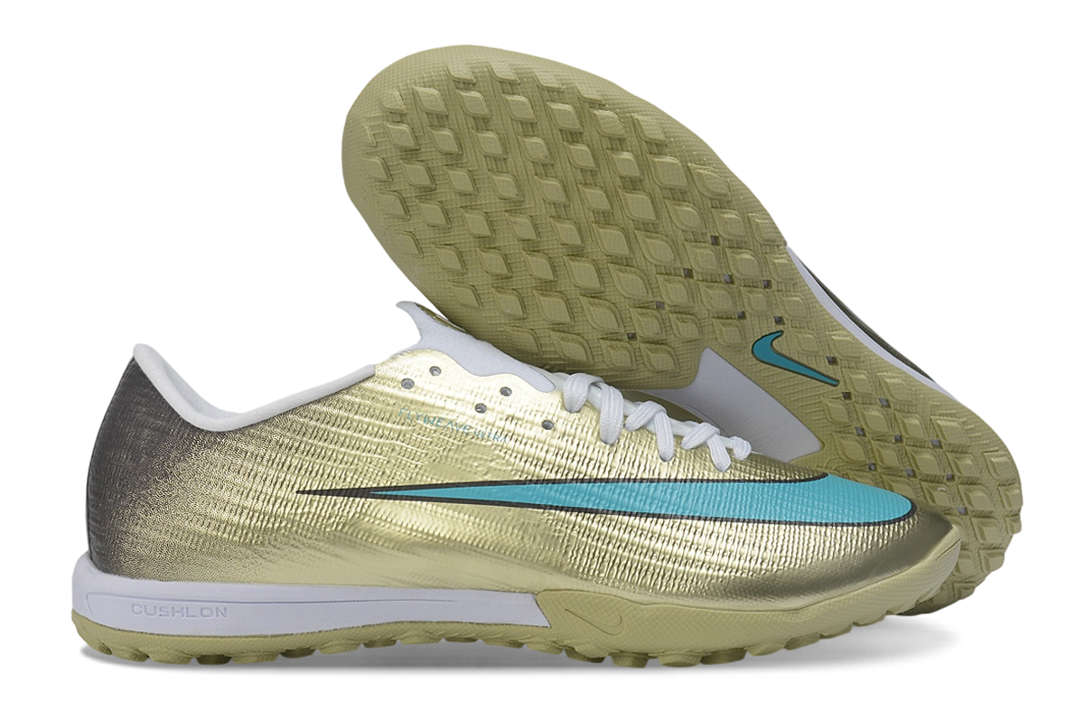 Tenis de Fútbol Nike Mercurial Vapor - Dorado y Turquesa (Sintético / Turf)