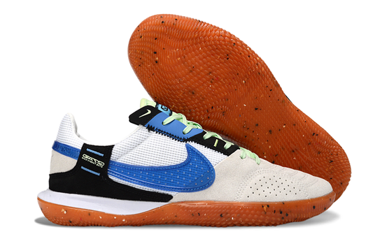 Tenis de Fútbol Nike Street Gato - Blanco, Gris, Negro, Azul y Suela de Goma Natural (Césped Interior / Futsal)