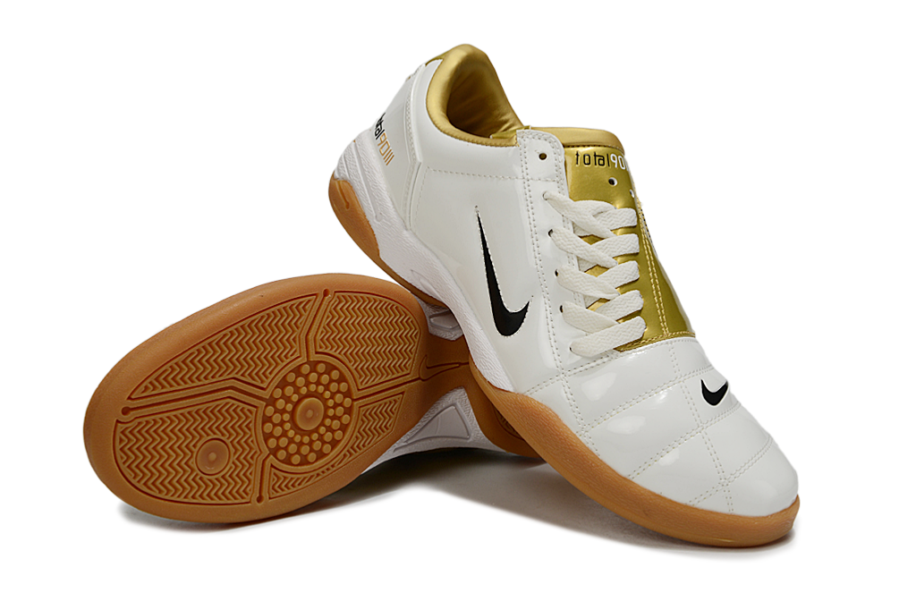 Tenis de Fútbol Nike Total 90 IC - Blanco / Dorado (Césped Interior / Futsal)