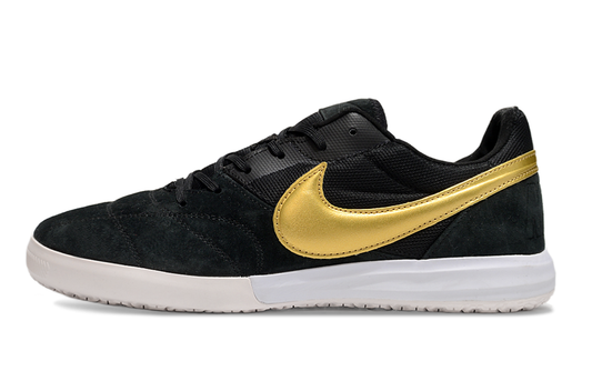 Tenis de Fútbol Nike Street Gato - Negro y Dorado con Suela Blanca (Césped Interior / Futsal)